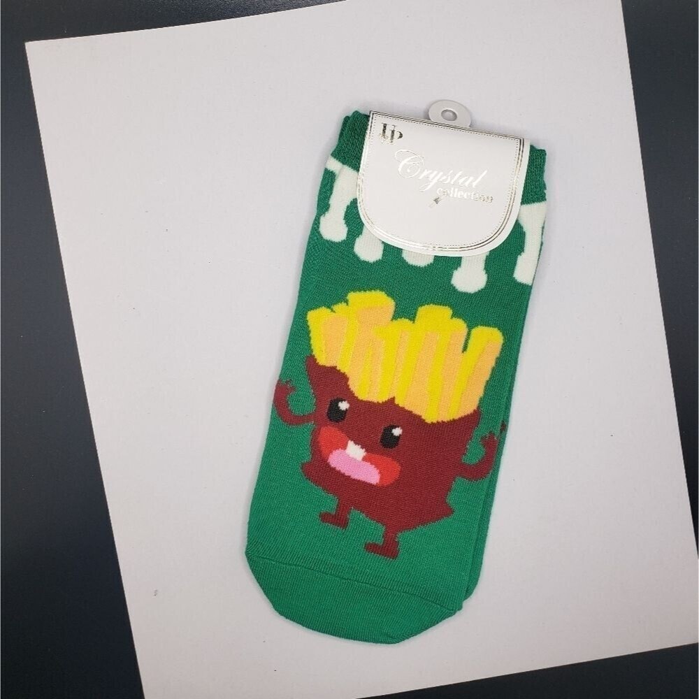 French fry green ankle socks
